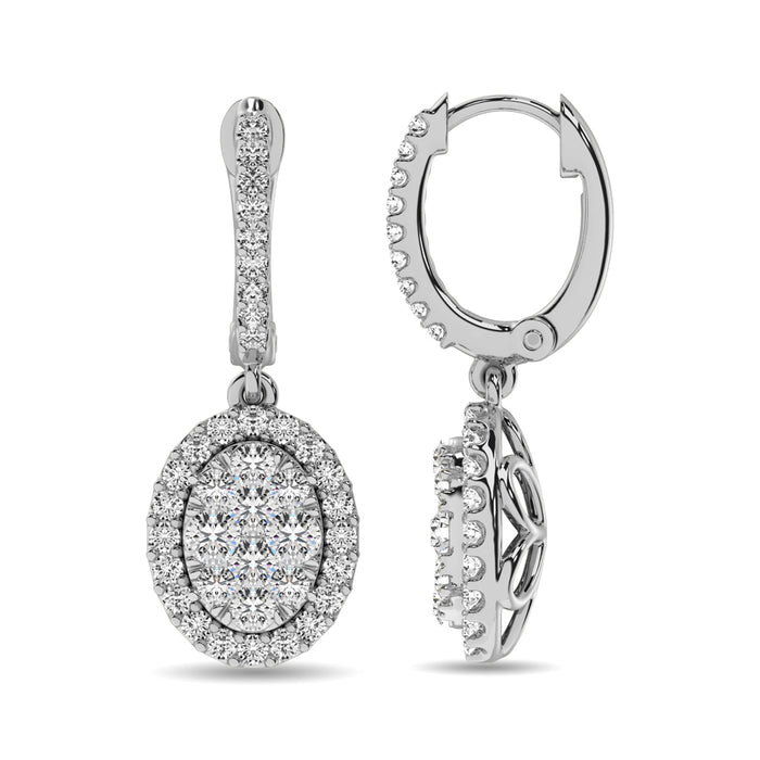 14K White Gold 2 Ctw Diamond Drop Earrings