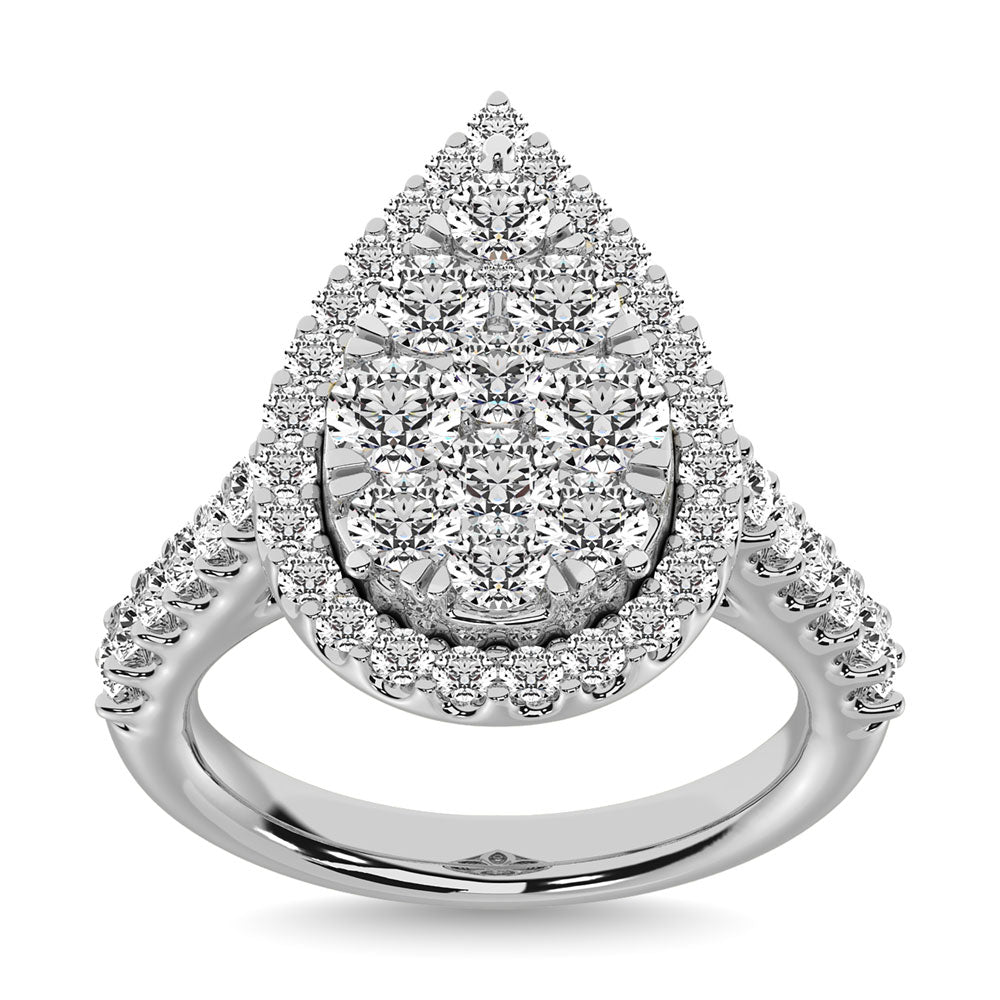14K White Gold 1 Ctw Diamond Fashion Ring