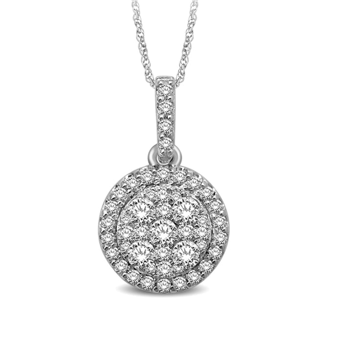 14K White Gold 1 Ctw Diamond Fashion Pendant