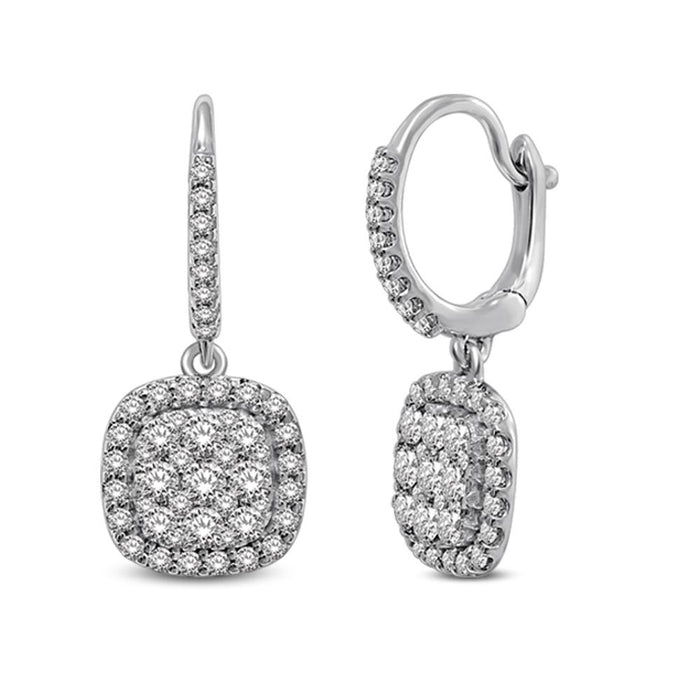 14K White Gold 2 Ctw Diamond Drop Earrings