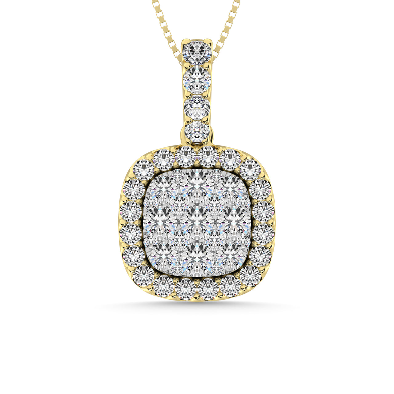 14K White Gold 1 1/4 Ctw Invisible Diamond Fashion Pendant