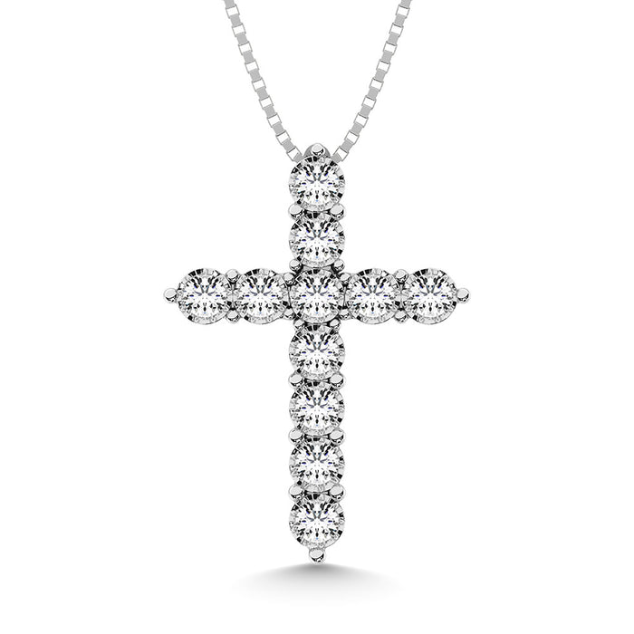 10K White Gold 1/10 Ct.Tw.Diamond Cross Pendant