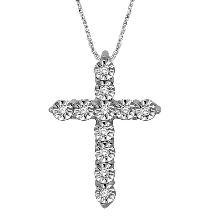 10K White Gold 1/10 Ct.Tw.Diamond Cross Pendant