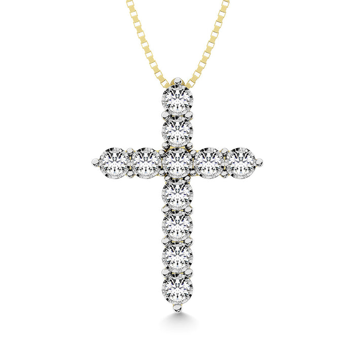 10K Yellow Gold 1/20 Ct.Tw.Diamond Cross Pendant