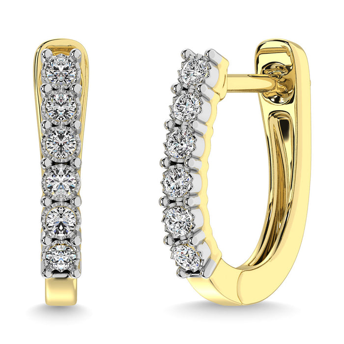 Diamond 1/5 Ct.Tw. Hoop Earrings in 10K Yellow Gold