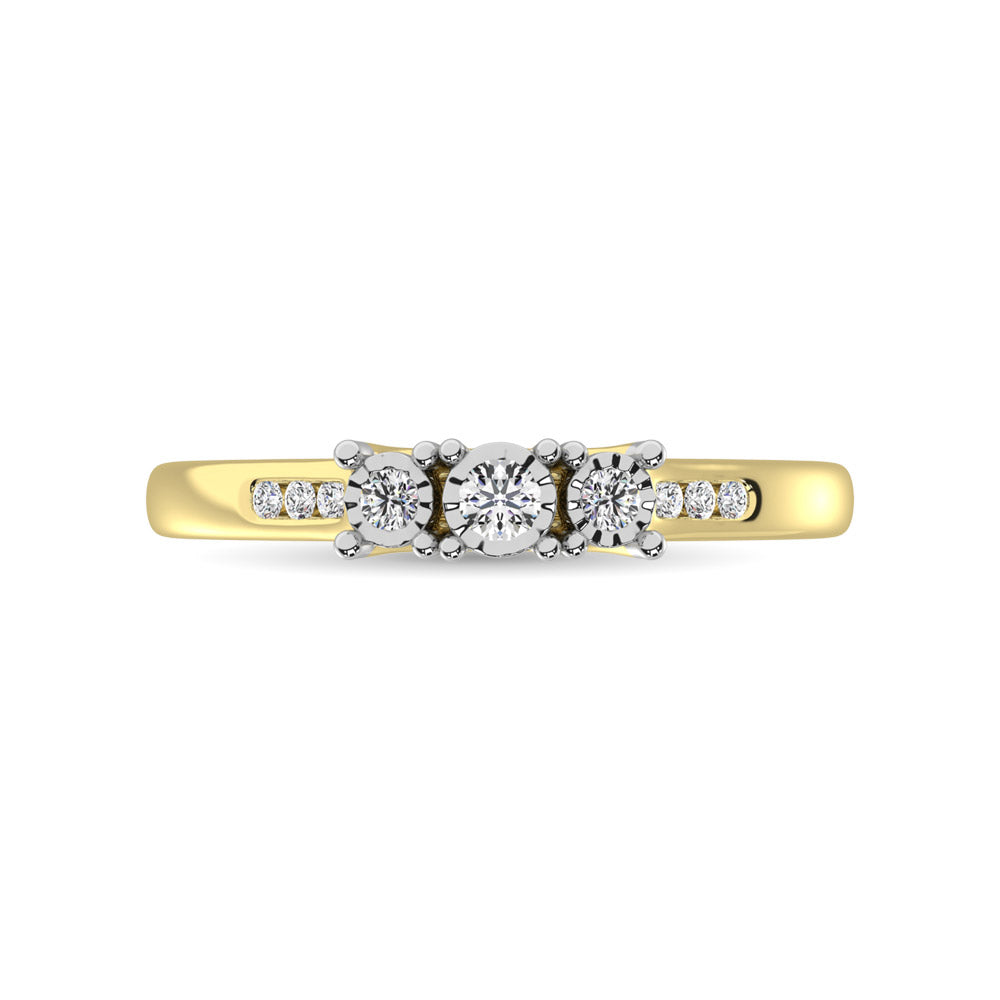 10K Yellow Gold 1/4 Ct.Tw.Diamond Three Stone Ring