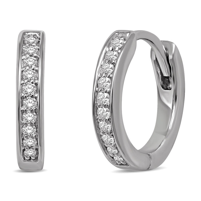 10K White Gold 1/3 Ctw Diamond Hoop Earrrings