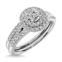 Thumbnail for Diamond 3/8.Ct.Tw. Double Halo Bridal Ring in 10K White Gold