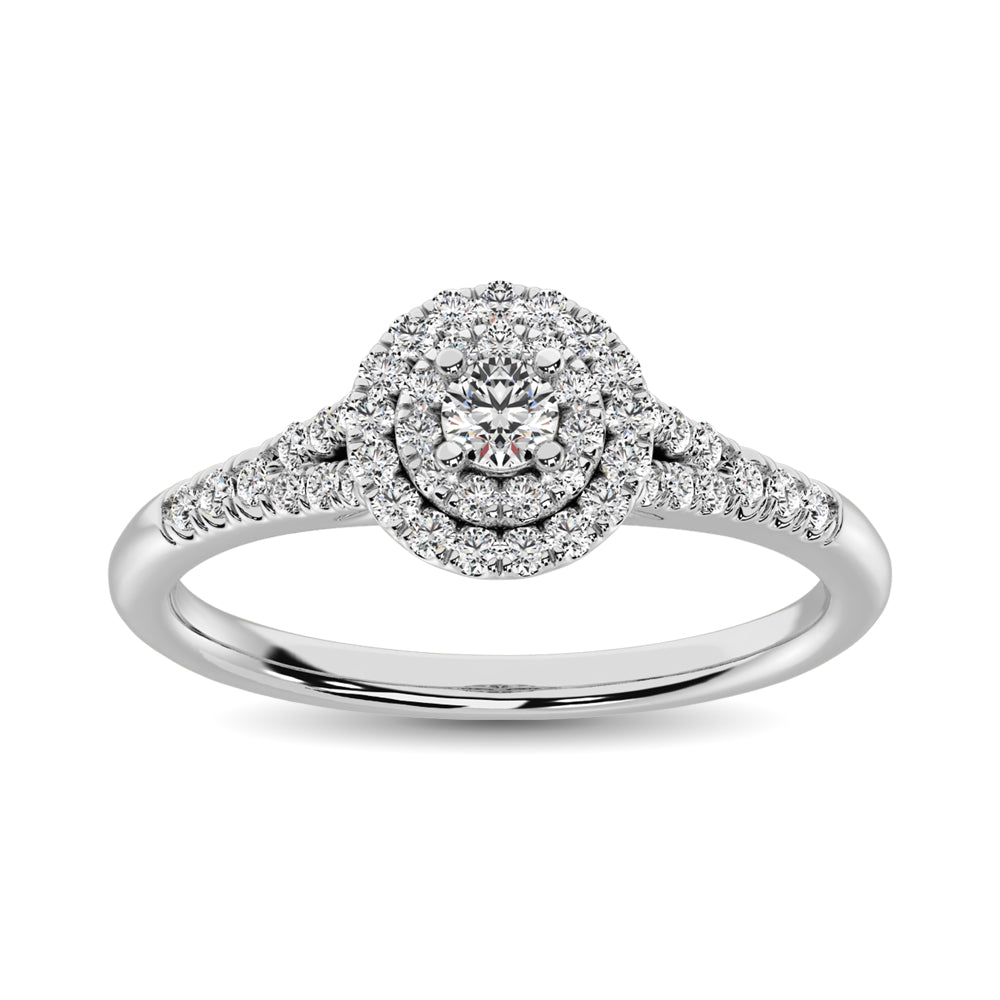 Diamond 1/3.Ct.Tw. Double Halo Engagement Ring in 10K White Gold