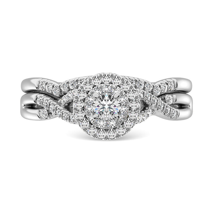 Diamond 3/8.Ct.Tw. Double Halo Bridal Ring in 10K White Gold