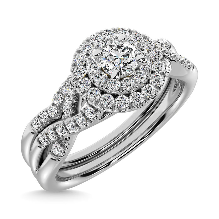 Diamond 3/8.Ct.Tw. Double Halo Bridal Ring in 10K White Gold