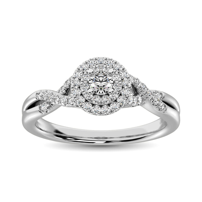 14K White Gold 1/3 Ctw Diamond Twisted Shank Engagement Ring