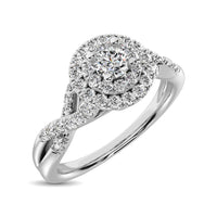 Thumbnail for 14K White Gold 1/3 Ctw Diamond Twisted Shank Engagement Ring