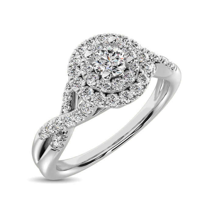 14K White Gold 1/3 Ctw Diamond Twisted Shank Engagement Ring