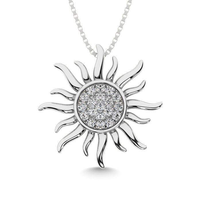 10K White Gold 1/10 Ct.Tw.Diamond Sun Pendant