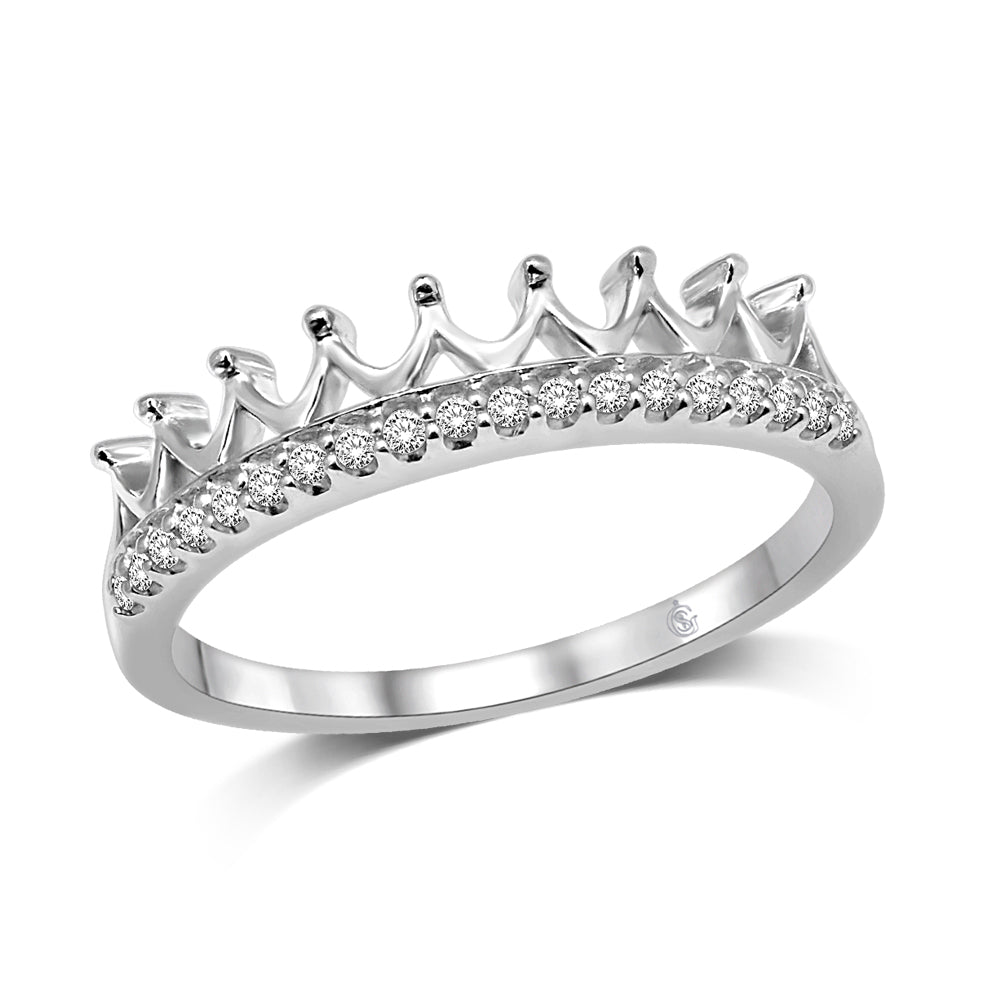 14K White Gold 1/10 Ct.Tw.Diamond Stackable Band