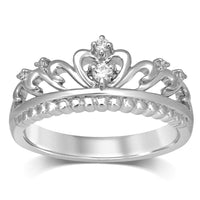Thumbnail for 14K White Gold 1/20 Ct.Tw.Diamond Crown Stackable Band
