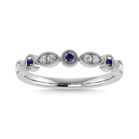 Thumbnail for Diamond 1/8 Ct.Tw. And Blue Sapphire Stack Band in 10K White Gold