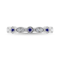 Thumbnail for Diamond 1/8 Ct.Tw. And Blue Sapphire Stack Band in 10K White Gold