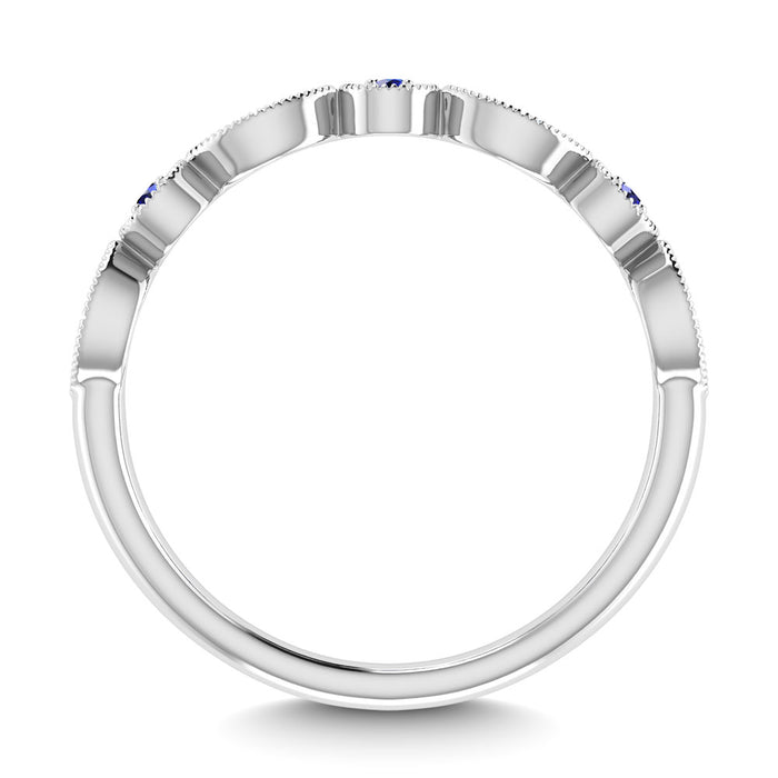 Diamond 1/8 Ct.Tw. And Blue Sapphire Stack Band in 10K White Gold