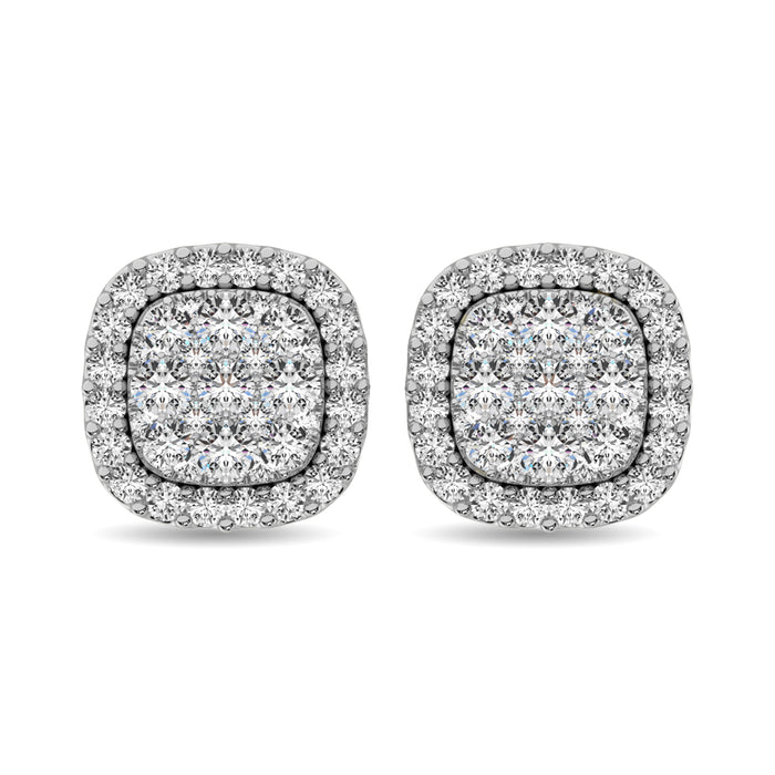 Diamond 5/8 Ct.Tw. Cluster Stud Earrings in 14K White Gold