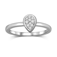 Thumbnail for 14K White Gold 1/10 Ctw Diamond Pear Shape Flower Ring