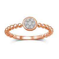 Thumbnail for 14K Rose Gold 1/10 Ctw Diamond Round Flower Ring