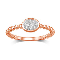 Thumbnail for 14K Rose Gold 1/10 Ctw Diamond Oval Shape Flower Ring