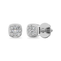 Thumbnail for 14K White Gold 1/5 Ctw Diamond Square Flower Earrings
