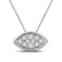 Thumbnail for 14K White Gold 1/6 Ctw Diamond  Marquise Shape Flower Pendant