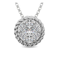 Thumbnail for 14K White Gold 1/6 Ctw Diamond Round Flower Pendant