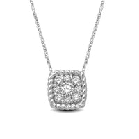 Thumbnail for 14K White Gold 1/6 Ctw Diamond Square Flower Pendant