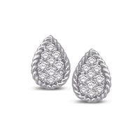 Thumbnail for 14K White Gold 1/5 Ctw Diamond Pear Flower Stud Earrings