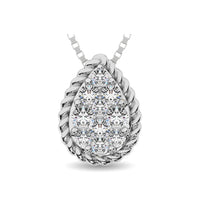 Thumbnail for 14K White Gold 1/6 Ctw Diamond Pear Flower Pendant
