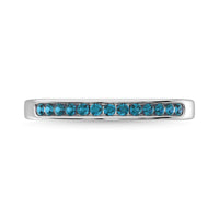 Thumbnail for Aquamarine and Alternate Diamond 1/5 Ct.Tw. Ladies Machine Band in 14K White Gold