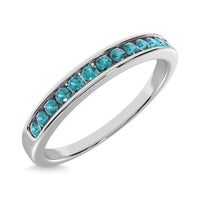Thumbnail for Aquamarine and Alternate Diamond 1/5 Ct.Tw. Ladies Machine Band in 14K White Gold