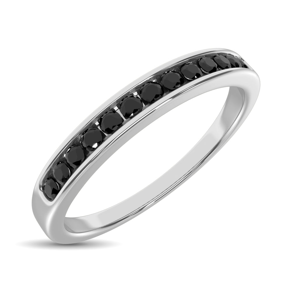 14K White Gold 1/6 Ctw Black Diamond Machine Band