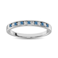 Thumbnail for White and Blue Diamond 1/6 Ct.Tw. Ladies Band in 14K White Gold