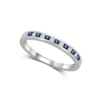 Thumbnail for 14K White Gold 1/5 Ctw Blue Sapphire & Diamond Machine Band
