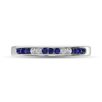 Thumbnail for 14K White Gold 1/5 Ctw Blue Sapphire & Diamond Machine Band
