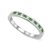 Thumbnail for 14K White Gold 1/5 Ctw Tsavorite & Diamond Machine Band
