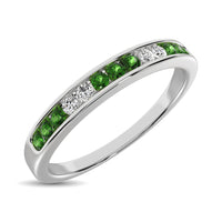 Thumbnail for 14K White Gold 1/6 Ctw Tsavorite & Diamond Machine Band