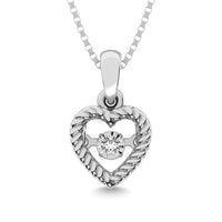 Thumbnail for Sterling Silver Moving Diamond Accent Heart Pendant