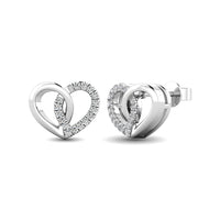 Thumbnail for 10K White Gold 1/10 Ctw Diamond Heart Earrings