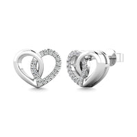 Thumbnail for 10K White Gold 1/10 Ctw Diamond Heart Earrings