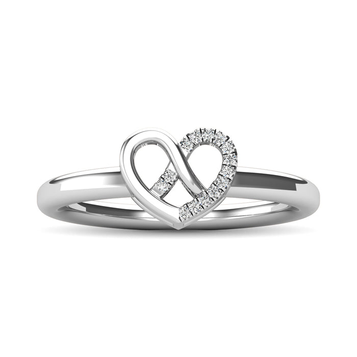 10K White Gold Diamond Accent Heart Ring