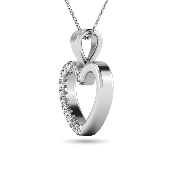 10K White Gold 1/10 Ctw Diamond Heart Pendant