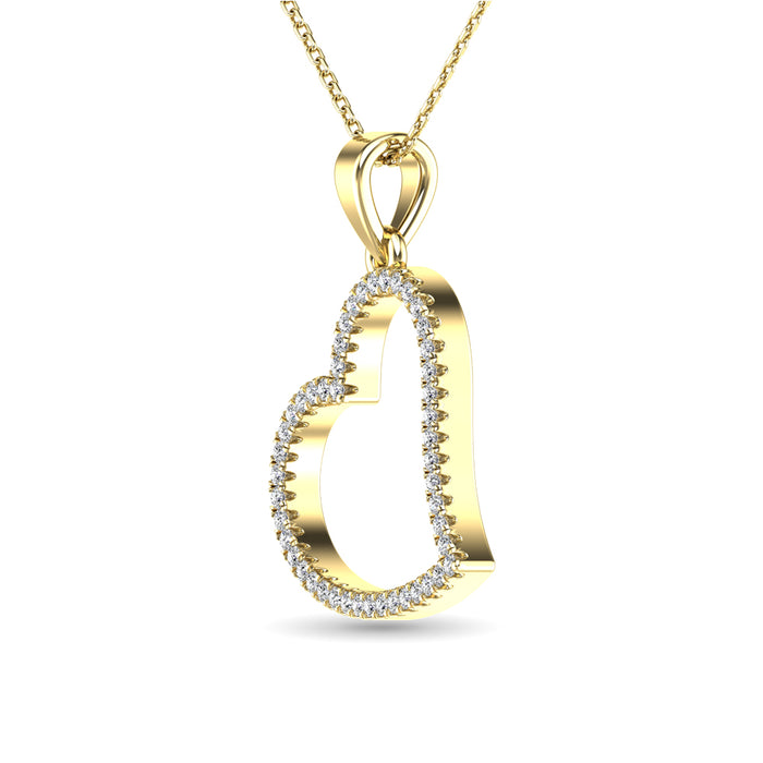 10K Yellow Gold 1/6 Ctw Diamond Heart Pendant