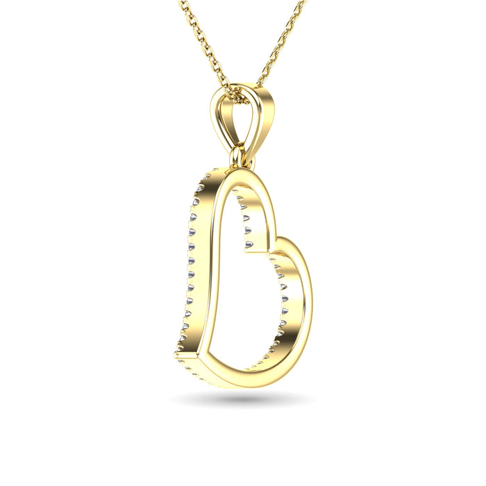 10K Yellow Gold 1/6 Ctw Diamond Heart Pendant