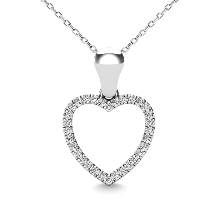 10K White Gold 1/10 Ctw Diamond Heart Pendant